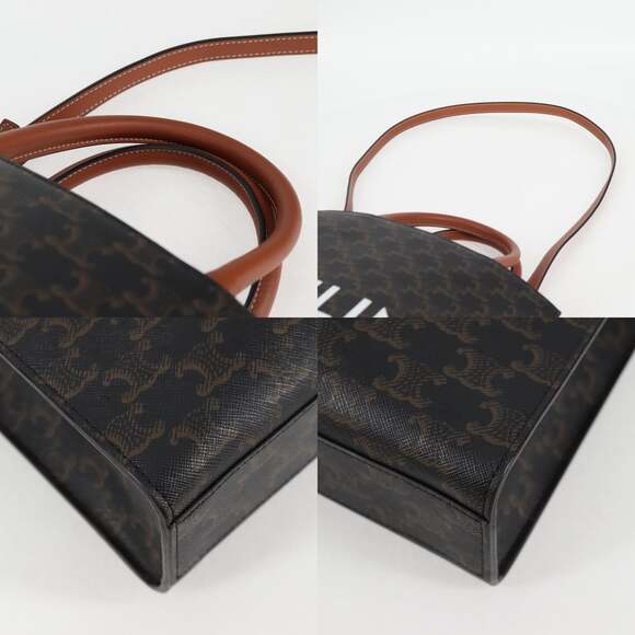 CELINE Triomphe Vertical Cabas Tote Bag Pvc Leather Black Gold - Picture 11 of 13